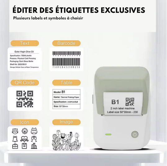 Niimbot-Imprimante d'étiquettes portable B1 en anglais